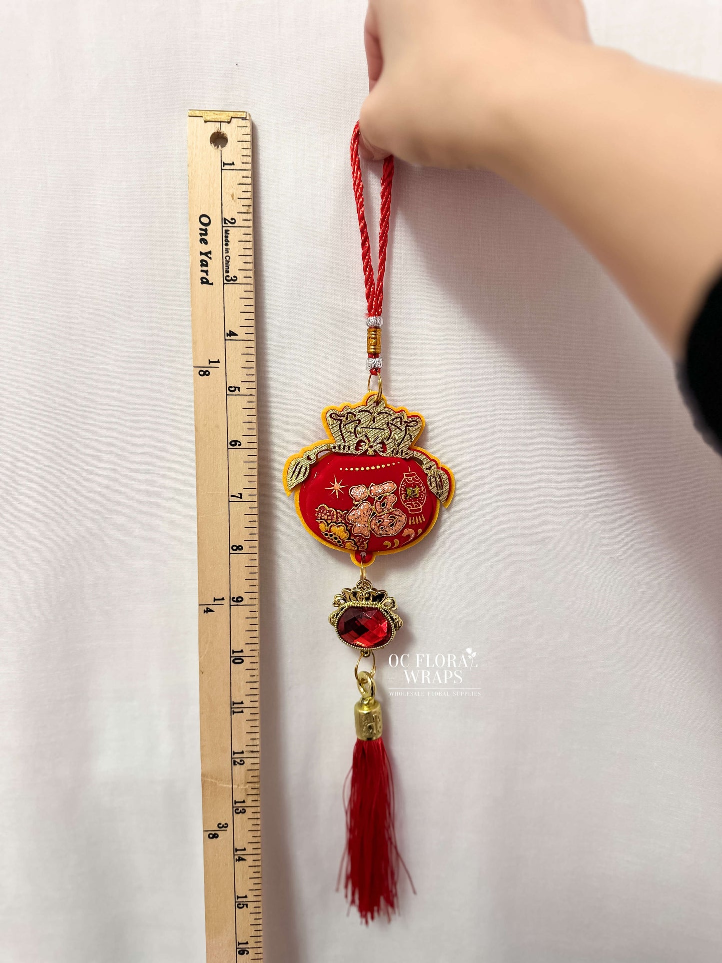 Lucky New Year Tassels With Ruby Charm Ornament, 1 Piece