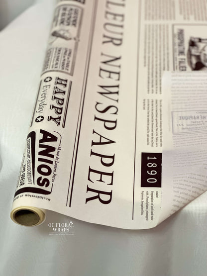 Fleur Newspaper Water Resistant Kraft Wrapping Paper, 1 Roll