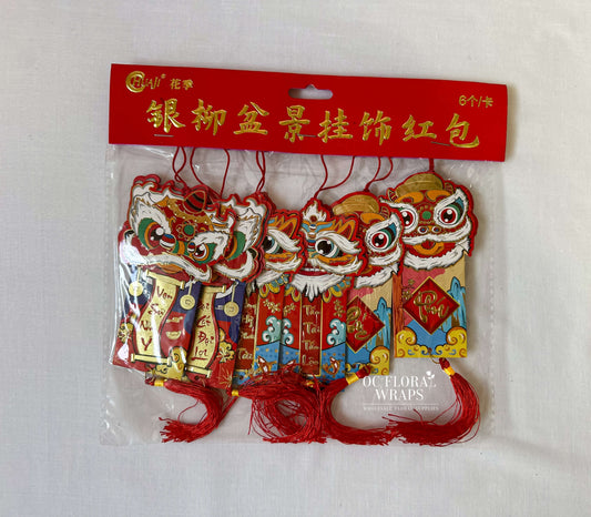 Tết Calligraphy Unicorn Tassel Ornaments, 6 pieces/bag