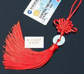 Red Lucky Knot With Gem Coin Tassel Ornament, 1 Piece