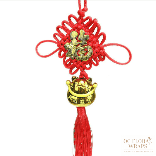 Red Lucky Knot With Charm Tassel Ornament, 1 Piece
